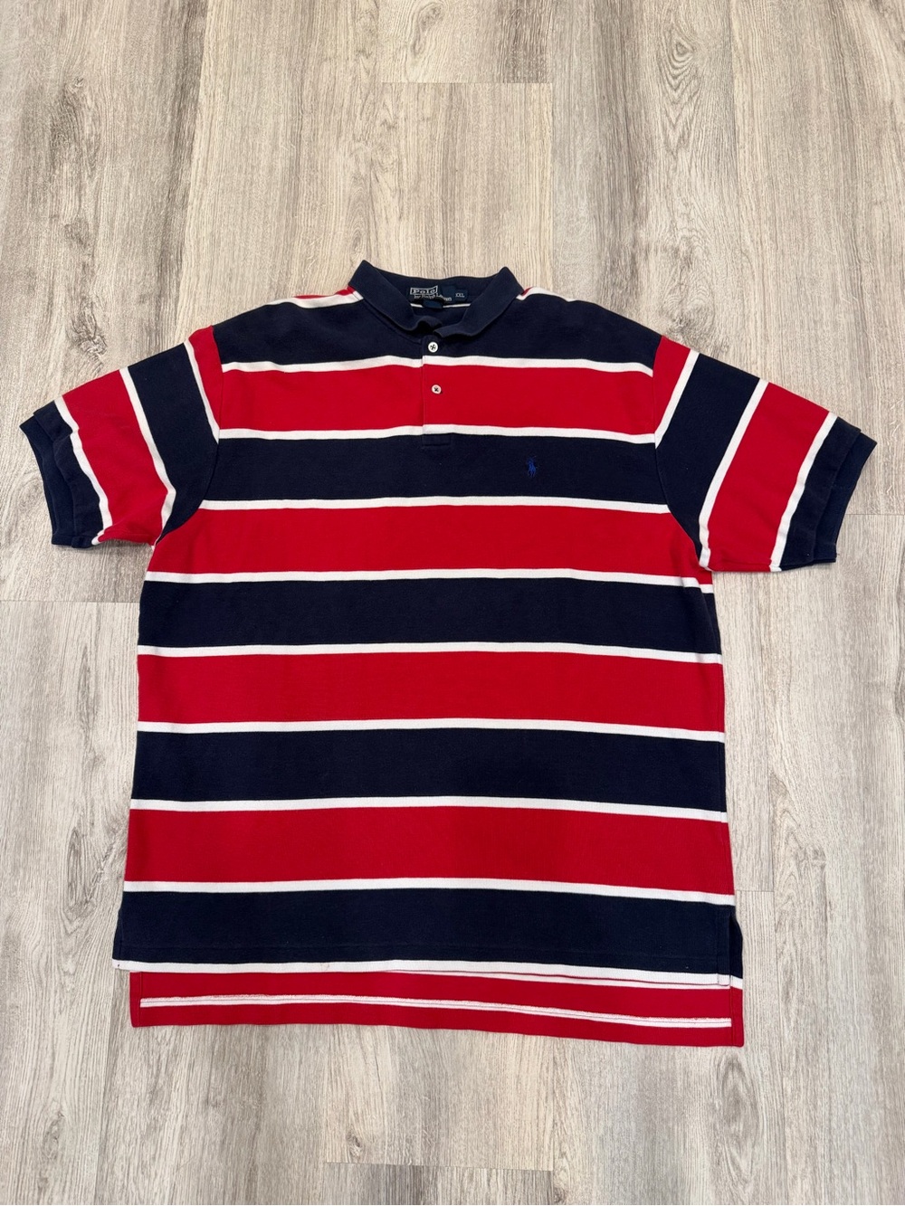 Polo Ralph Lauren XXL Red Navy White Striped Cotton Polo Shirt